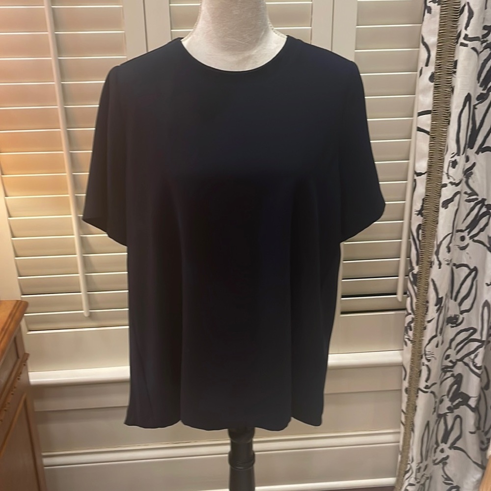Zara Women Navy blouse with black neckline